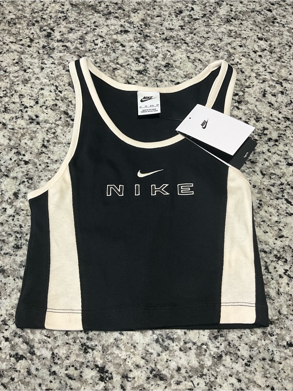 Nike Black Tank Top with Cream Side Panels